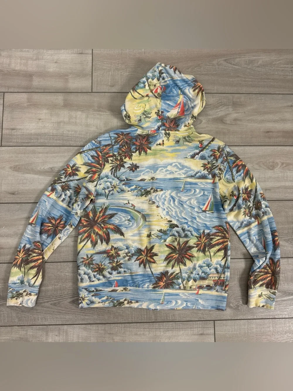 POLO RALPH LAUREN Hawaiian Print Jacket Hoodie Full Zip 100%‎ cotton Pockets